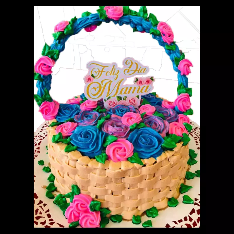 Cake de cesta con flores