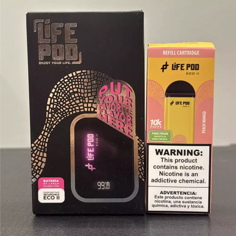 KIT LIFE POD ECO 2 10k PÊSSEGO/MANGA