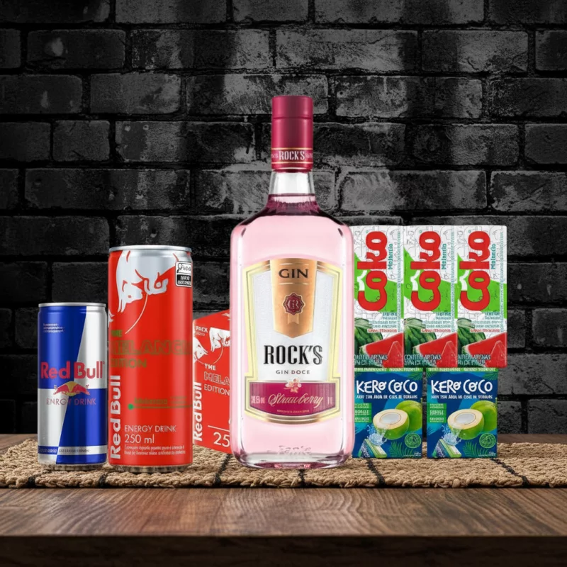 COMBO GIN ROCKS MORANGO COM REDBULL