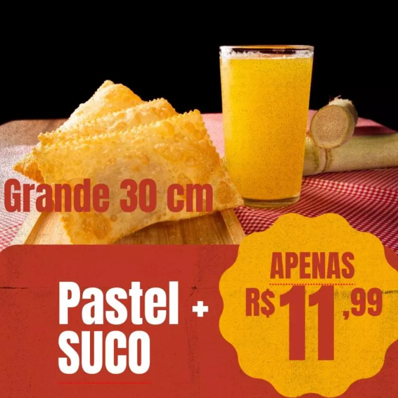 Pastel de Queijo 30 cm suco 300ml
