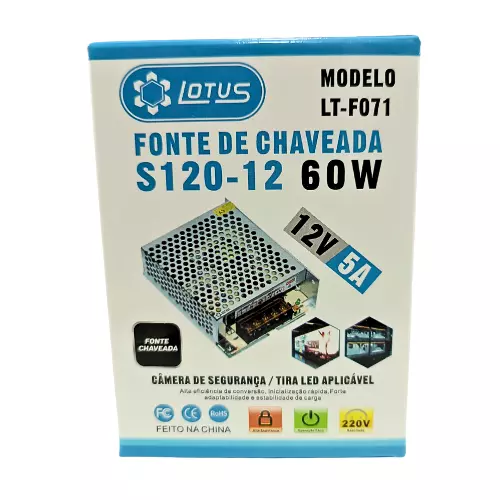 FONTE COMEIA 12V 5A LOTUS LT-F071