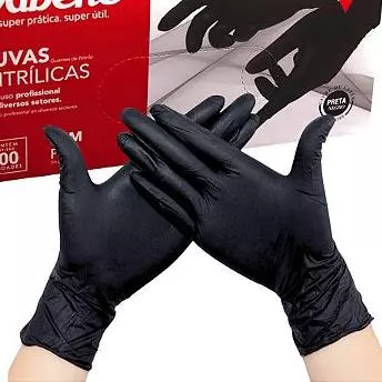 Luva Nitrilica 1 Par Tamanho M Preto