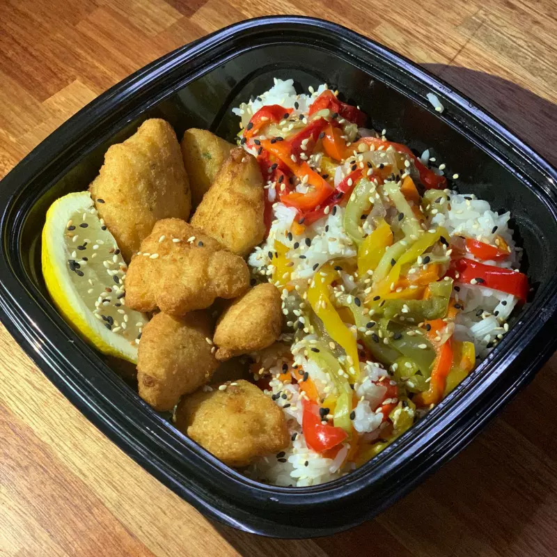 Miniaturas de merluza con arroz