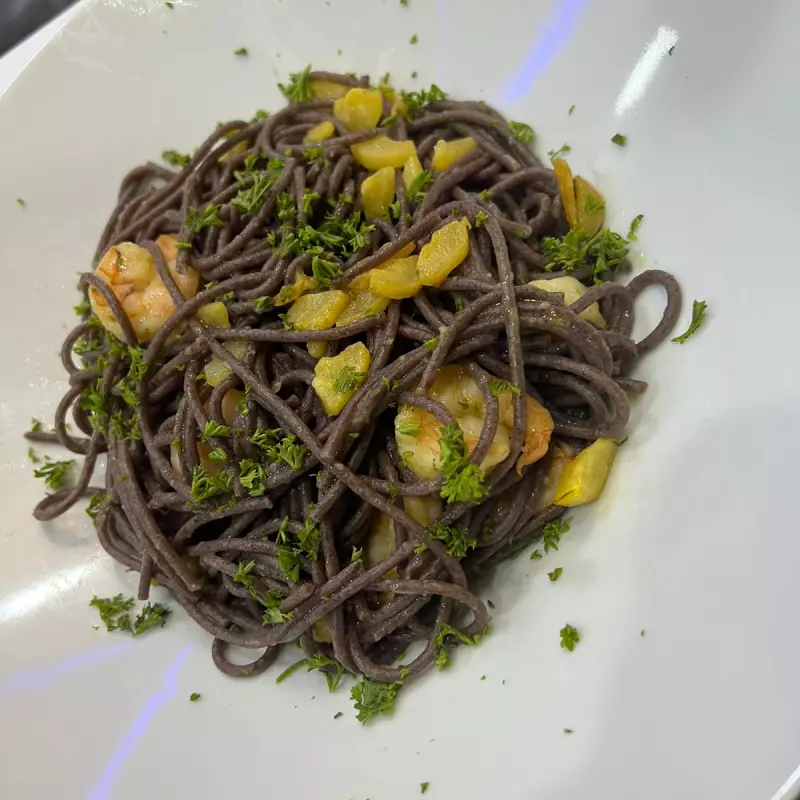 SIN GLUTEN spaghetti zuchini camaron