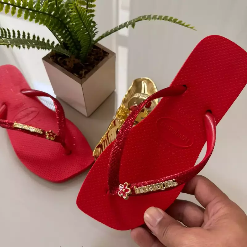 Fem glitter ping flor vermelha