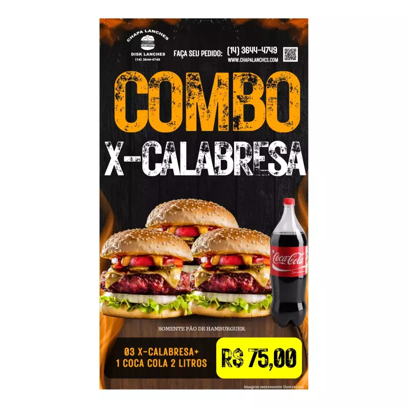 COMBO 3 CALABRESA E 1 COCA 2 LITROS