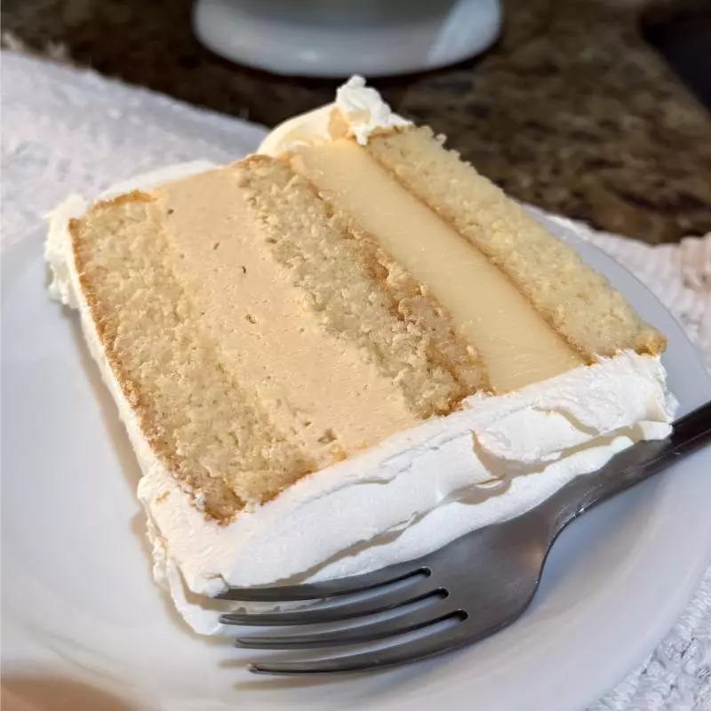 FATIA DE BOLO PUDIM E NINHO