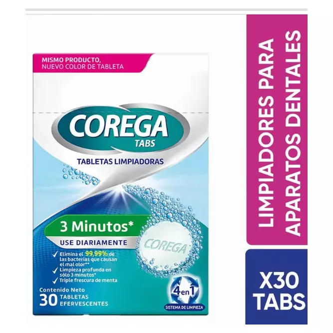 corega tabs 30 tabletas efervesentes