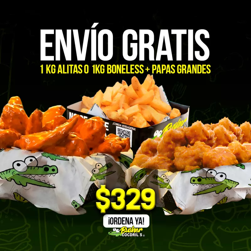 BONELES O ALITAS 1kg + PAPAS GRANDES