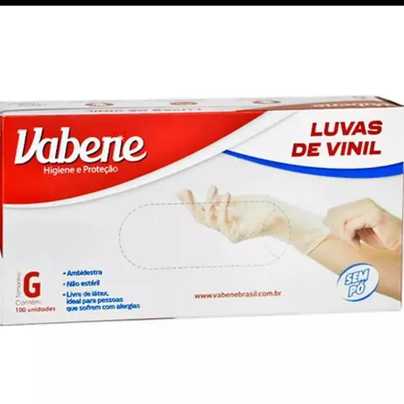Luva Vabene de Vinil Sem Pó