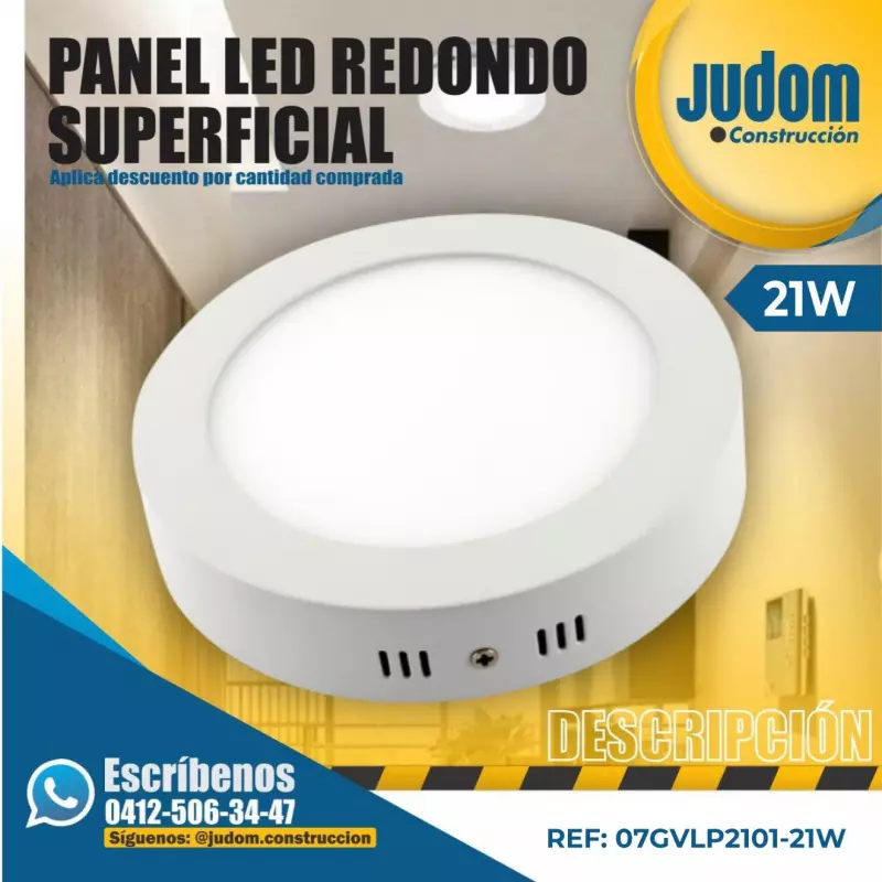 Panel Led Redondo Superficial 21W