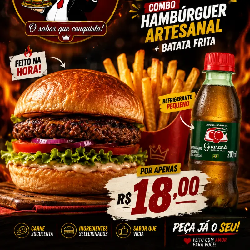Hamb Artesanal+Batata+ Refri P