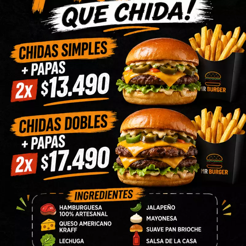 Promo 2 Que Chidas Dobles + Papas