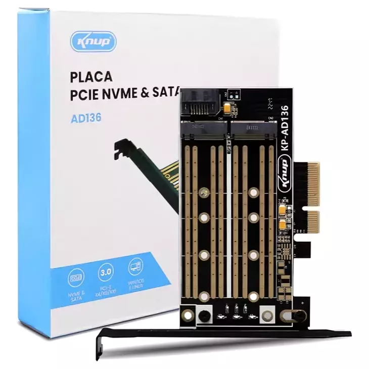 PLACA PCI NVME & SATA KNUP AD136