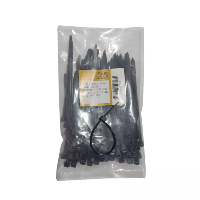 AMARRE PLASTICO NEGRO 3.6X10 CM X100