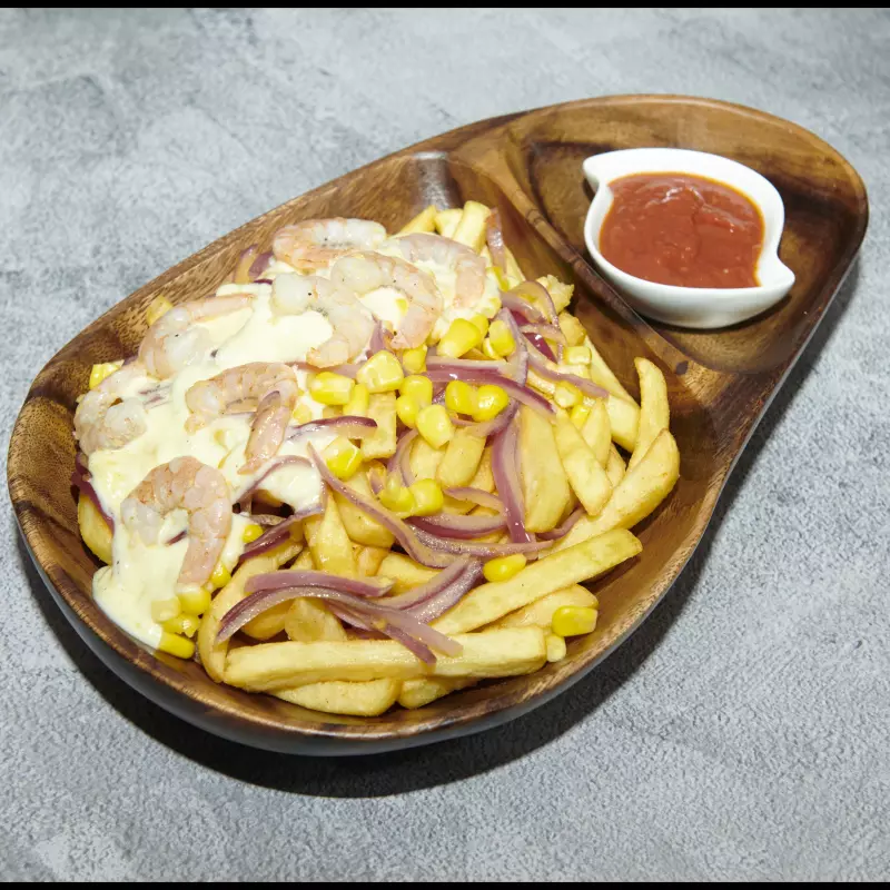 Papas  camaron a la Crema.