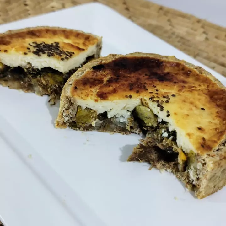 Quiche de charque com banana