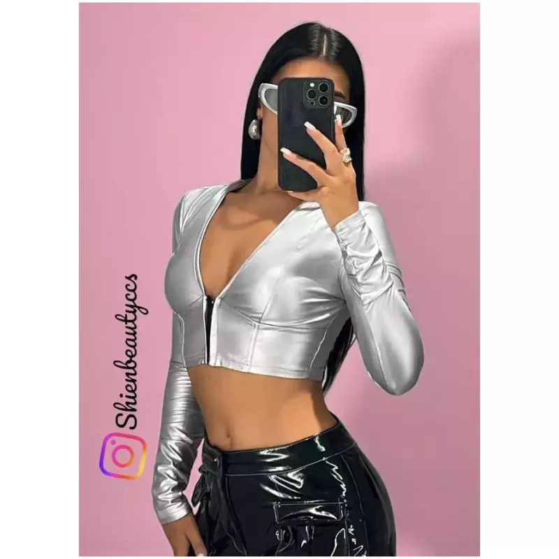 Top plateado de mangas