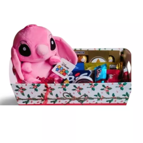 Cesta Lilo& Stich rosa + chocolates