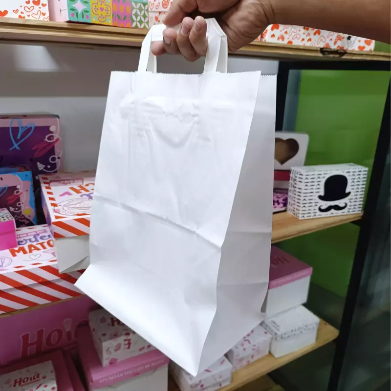 Bolsa Blanca mediana asa plana