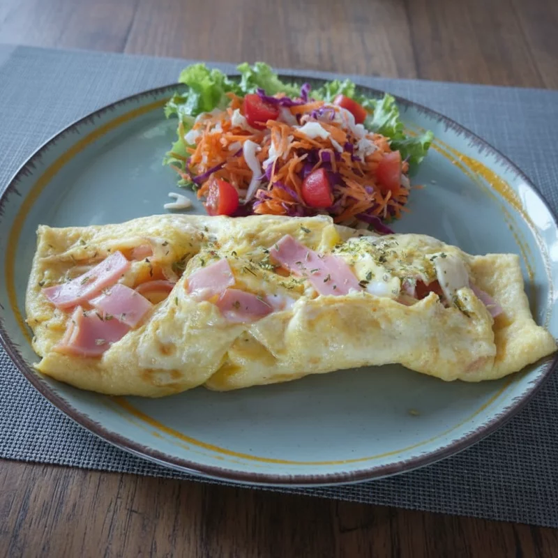 OMELETT DE JAMON Y QUESO  CON ENS.