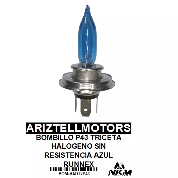 BOMBILLO P43 TRICETA HALOGENO SIN RE