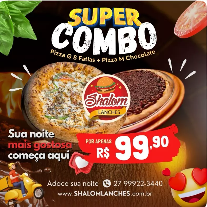 1 Pizza G 8 fatias + 1 Chocolate M