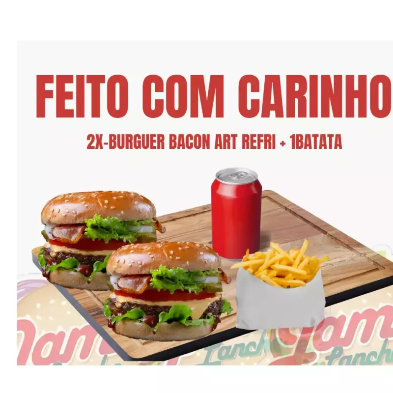 2X-BURGUER BACON ART REFRI + 1BATATA