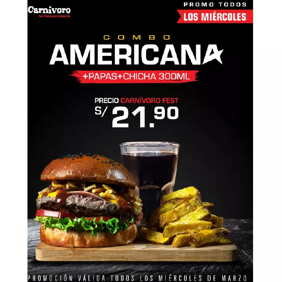 COMBO AMERICANA solo miércoles