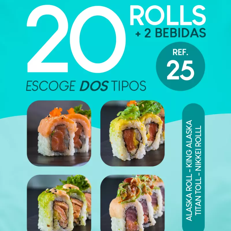 Promo Sushi Frio - 20 Rolls