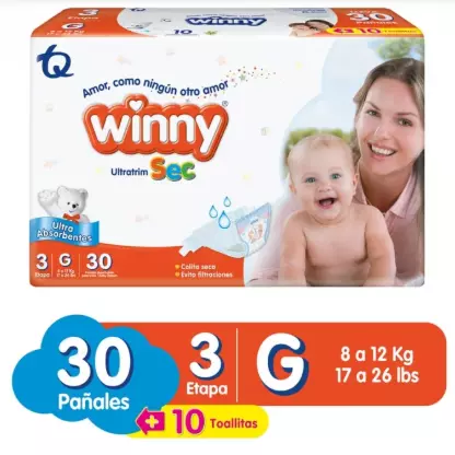 PAÑALES WINNY ETAPA 3 PAQUETE X 30