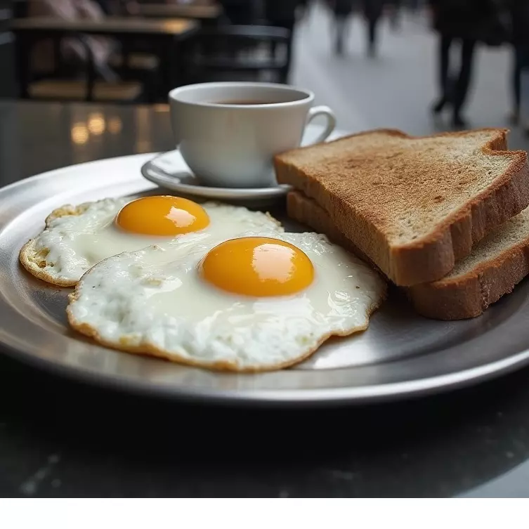 DOS HUEVOS FRITOS CON TE O CAFE + PA