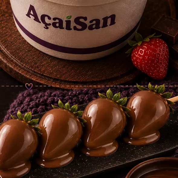 Espeto de 🍓 morango com chocolate