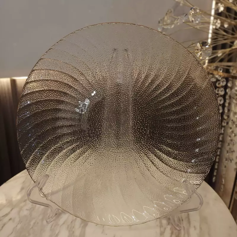 PLATO BASE EN VIDRIO PLATEADO854-12