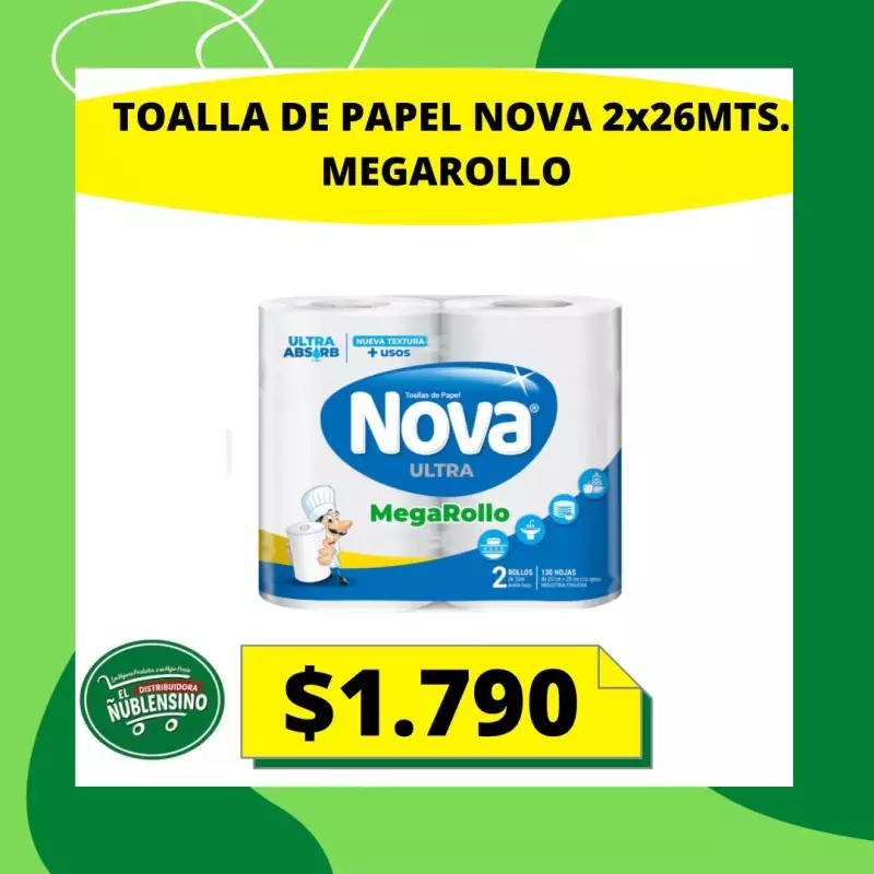 Toalla nova megarrollo 2x 26mts