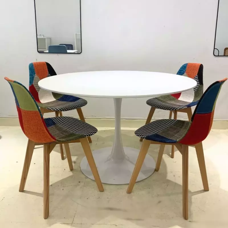 Mesa Tulip 100cm+ 4 sillas Tapizadas