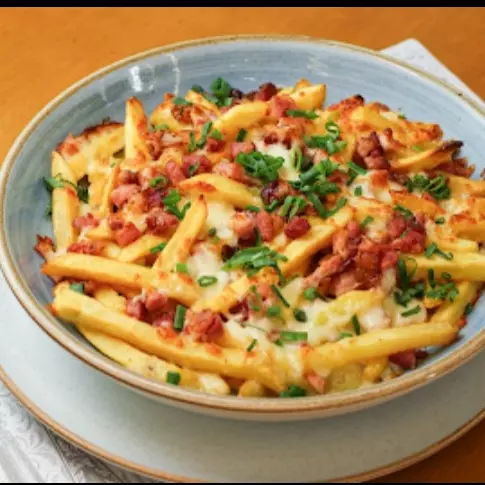 Fritas, bacon e Queijo