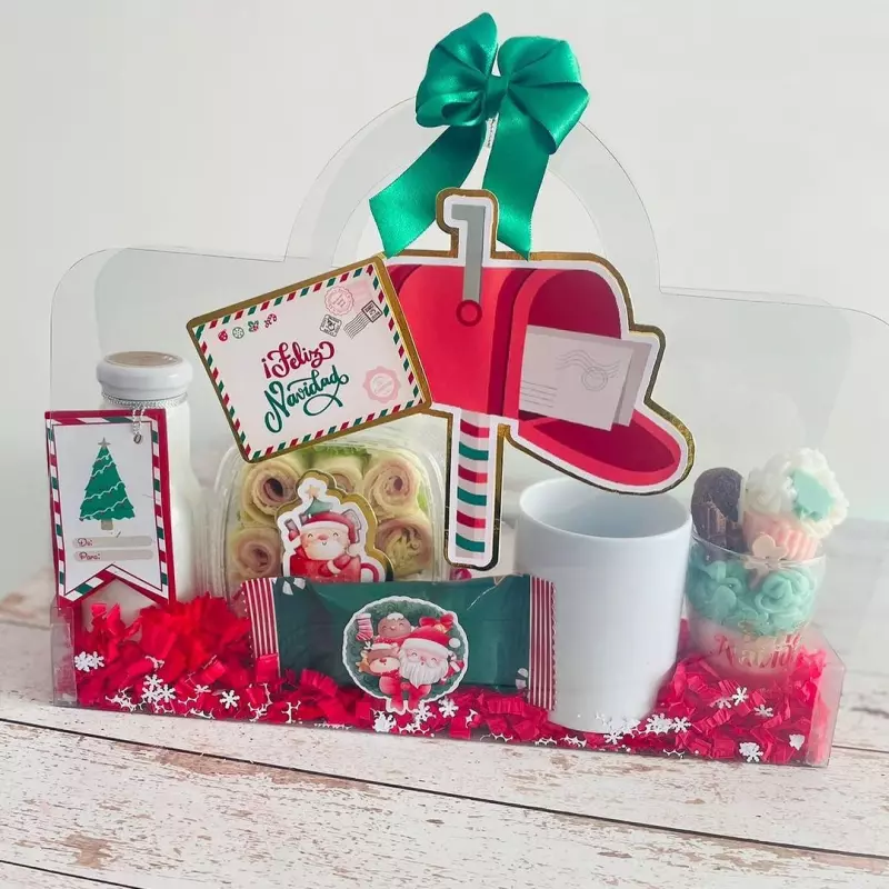 Caja bolsa acetato Navidad