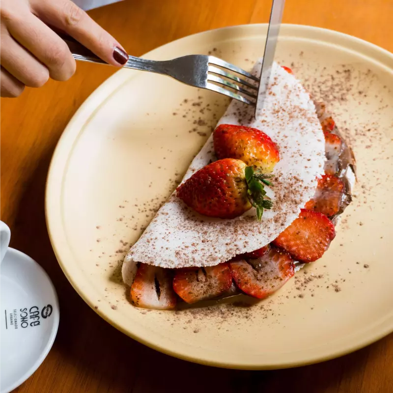 Tapioca de Nutella com Morango