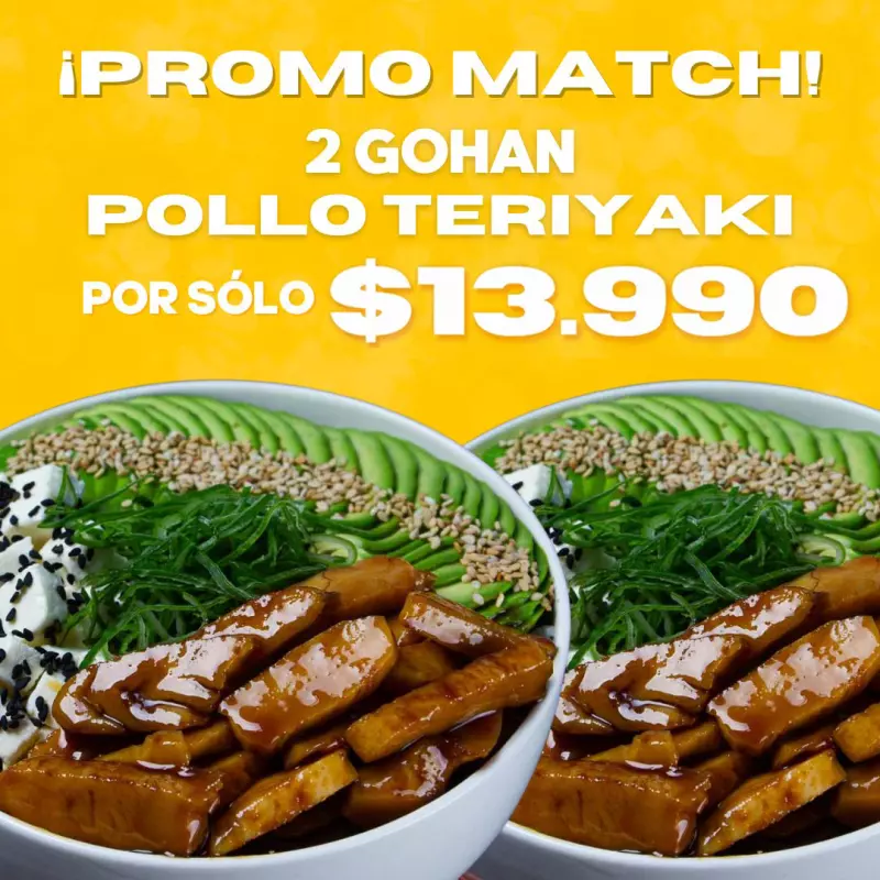 PROMO 2 GOHAN POLLO TERIYAKI