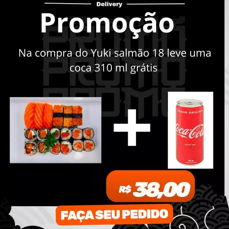 Yuki salmão + coca 310 ml