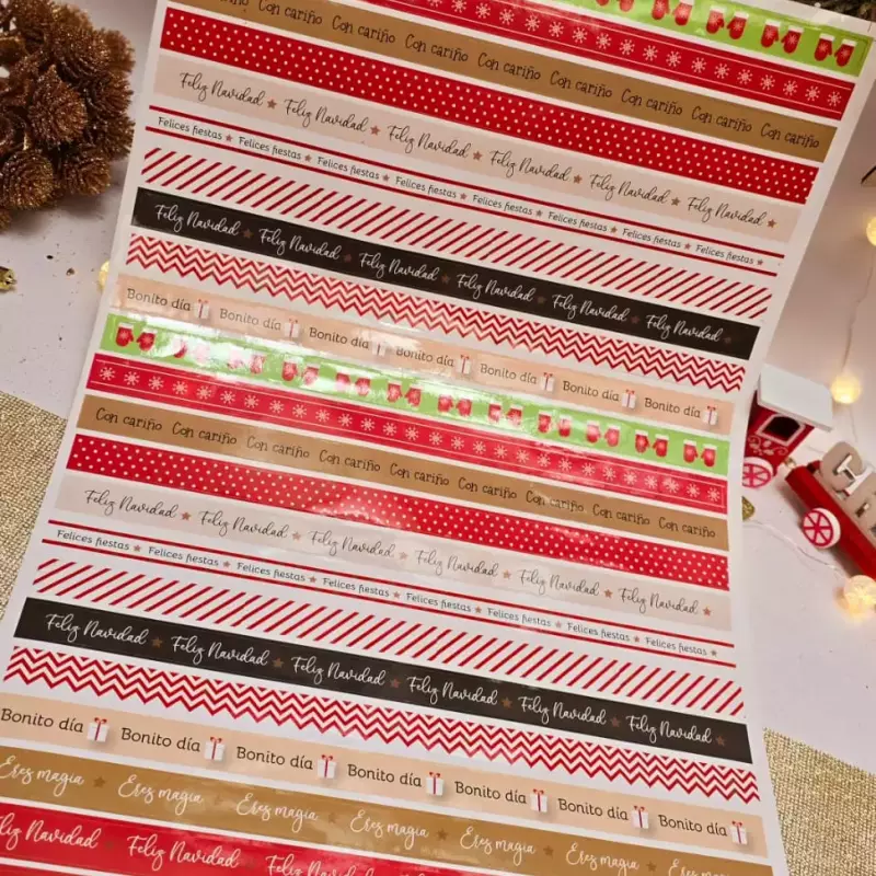 Hoja Pretroquelada Rayas Navidad