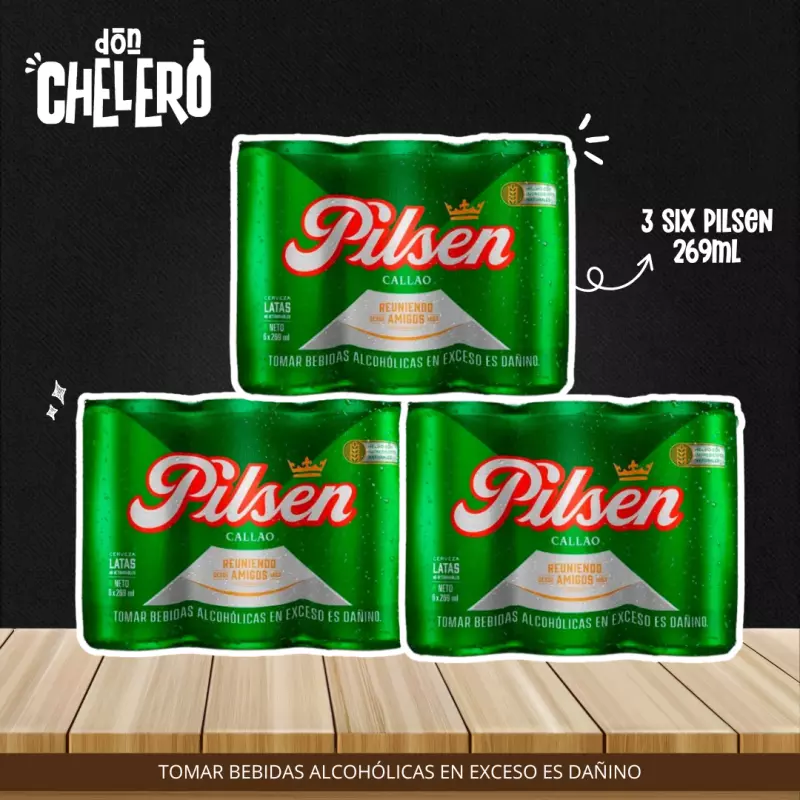 3 SIX PILSEN LATA X 269 ML.