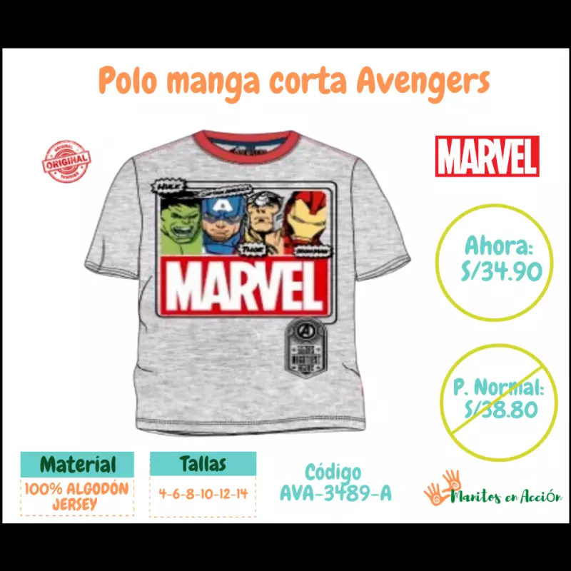 Polo manga corta Avengers