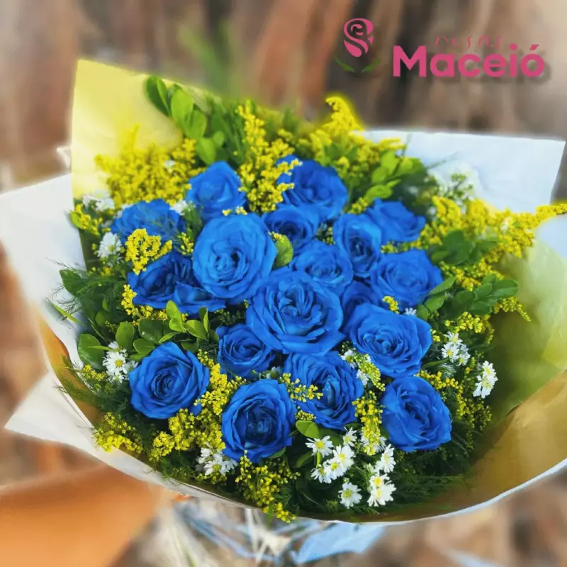 Buquê 18 rosas azuis