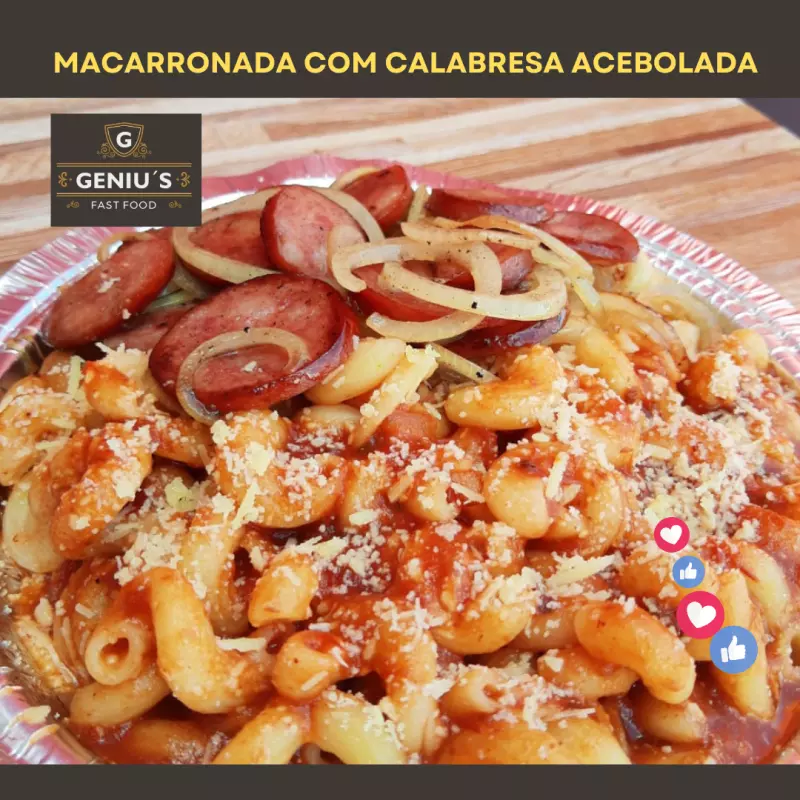 Macarronada com Calabresa acebolada