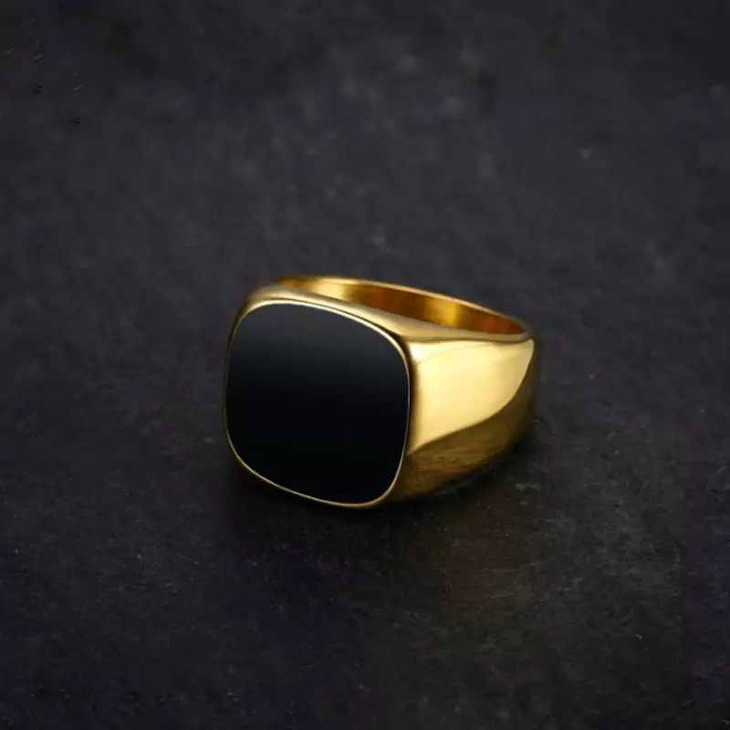Black Square Gold Ring