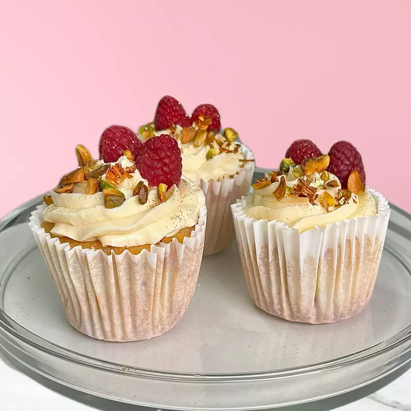 Cupcakes frambuesa y pistache
