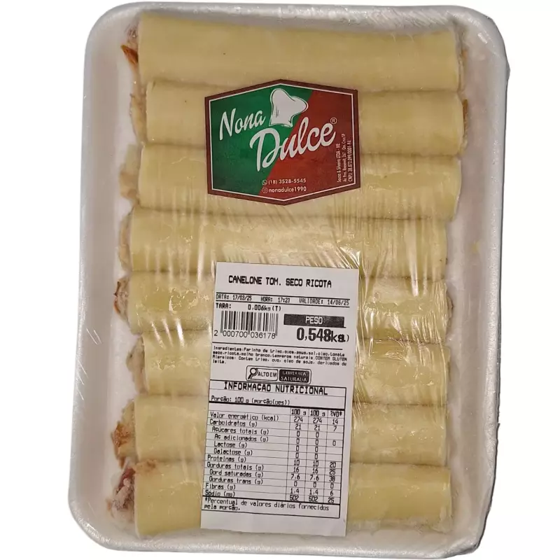 Caneloni Tomate Seco e Ricota 550g