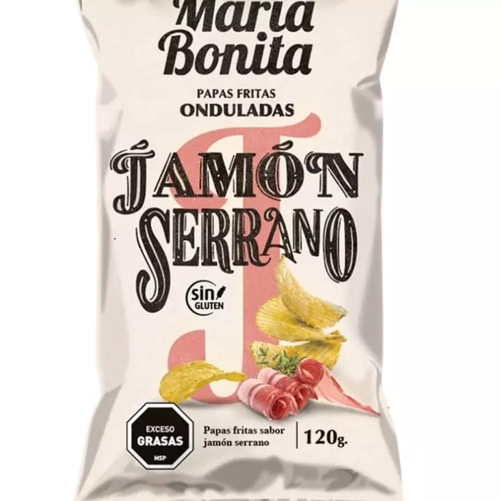 PAPAS ONDULADAS JAMON SERRANO X 120